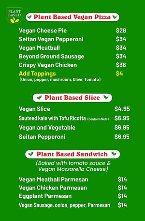 Food is delicious and very good selections of plant based menu at Green Oven Pizza in New York City