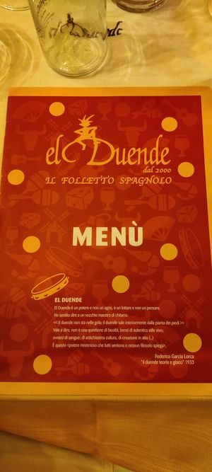 Menu at Ristorante Spagnolo - El Duende in Lazio