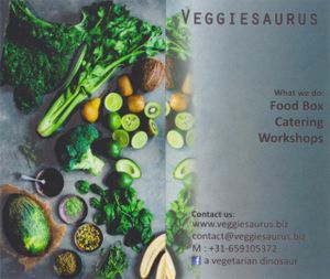 A business card at Veggiesaurus in The Hague