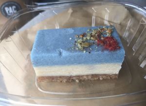 Raw blue majik cheesecake at PAC Pastries in Wilton Manors
