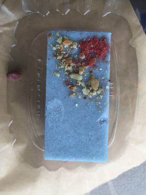 Raw blue majik cheesecake from above  at PAC Pastries in Wilton Manors