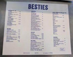 Menu as of 7/27/2025 at BESTIES Vegan Paradise - The Market in Los Angeles