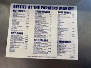 Current menu  at BESTIES Vegan Paradise - The Market in Los Angeles