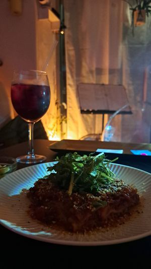 Lasagna. Red wine highball at BLU - 블루서울 in Seoul