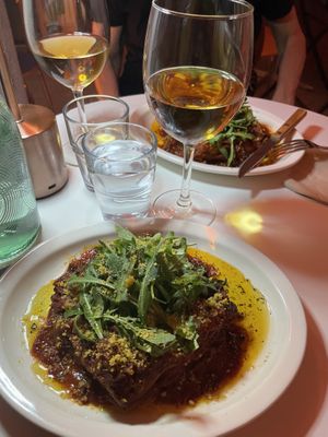 What a wonderful place  to enjoy plant based food!  We had a few atractive choices but we went for the spicy lasagne and a glas  of natural wine . A perfect meal!!!  at BLU SEOUL - 블루서울 in Seoul