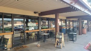 Outside seating at Campus Coffee Bean in Flagstaff