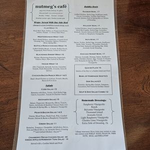 Main menu page 1 at Nutmeg's Cafe in Sebring