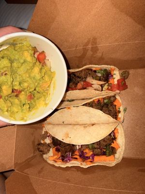 Tacos and guac  at Vegan Tierra  in North Miami