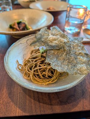 Buckwheat noodles at Baroo in Los Angeles