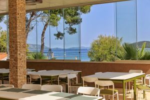 Mediterranean plant-based cuisine served in a relaxed, quiet setting at Hotel Korinjak in Veli Iz