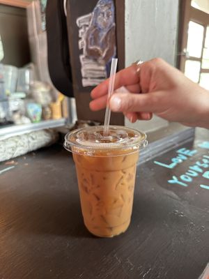 vegan vietnamese coffee!  at Just Be Kava x Coffee  in Asheville