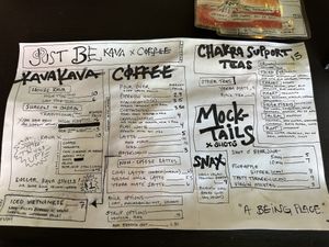 menu july 2025  at Just Be Kava x Coffee  in Asheville