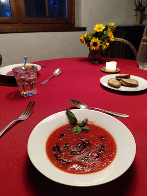 Day 1 starter - strawberry soup at Moosmuehle in Hefenhofen