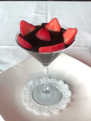 Decadent chocolate pudding. You won’t believe that’s it’s healthy.  at Panevino in Las Vegas