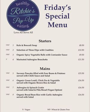 New menu in November 2025, available every Friday, 5pm-10pm. at Ritchie's Pop Up in East Molesey