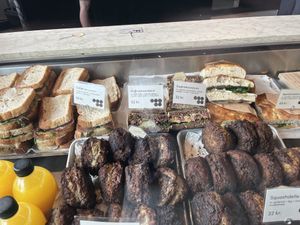 Vegan options - rye bread sandwich and squash-deller  at Wulff & Konstali - Nordhavn in København