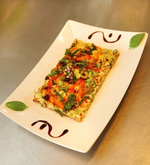Our vegan rawfood pizza at Naturkost-Hotel Harz in Bad Grund
