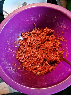 Mein 1. Veganes Mett / Hackfleisch. Sooo lecker. #Veganuary at Naturkost-Hotel Harz in Bad Grund