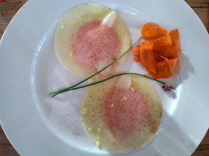 Raw vegan dinner - entree at Naturkost-Hotel Harz in Bad Grund