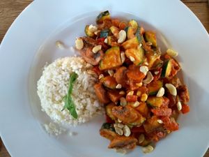 Raw vegan dinner - main dish at Naturkost-Hotel Harz in Bad Grund