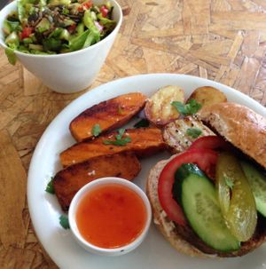Vegan Burger at Salvador Cafe in Tel Aviv