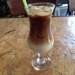 Ice Coffee with almond-rice milk at Salvador Cafe in Tel Aviv