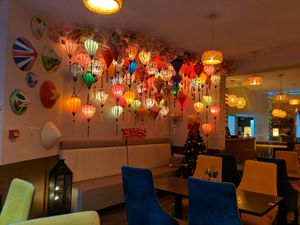 Lots of lovely lights (it was Christmas) at Gạo Vietnamese Cuisine in Eastbourne
