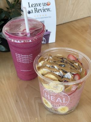 Dragon smoothie and Cupid bowl without Nutella  at HEAL Wellness in Mississauga