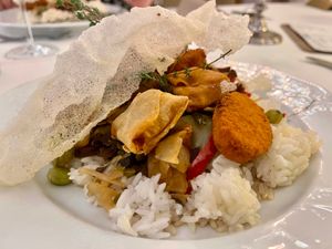 Restaurant The Schlossberg is open every day, we got a three-course menu (€36 pp). This restaurant is the house menu evening restaurant. at Hotel Nicolay in Zeltingen-rachtig