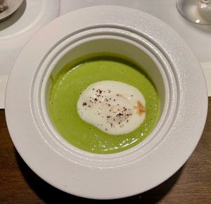 Die Weinstube
https://www.hotel-nicolay.de/restaurants/weinstube/
Seven-course surprise menu February 11, 2026 €92: Soup  at Hotel Nicolay in Zeltingen-rachtig