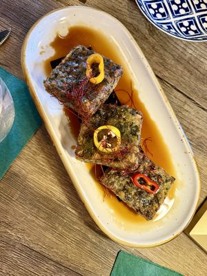 Chive cakes   at Lim Ros Thai Restaurant in Maitland