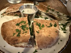 Arayes
Seasoned Impossible "Meat” stuffed in a pita then baked to a crispy perfection, served with tahini sauce  at Levant in Petaluma