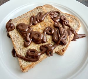 Belgium nut nougat cream on wholemeal toast  at Spagos Restaurant in Berlin