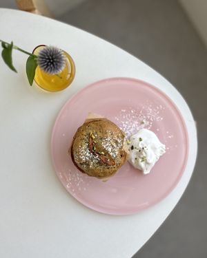 vegan muffin with organic soy whipped cream  at Cafe Kotonaki - コトナキ カフェ in Himeji