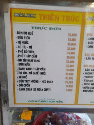 Menu on the stall at Thiên Trúc Vegetarian in Ho Chi Minh City