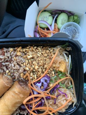 Stir fry of the day and salad. Photo doesn’t show the soup or dessert!  at Araya's Place - Madison St in Seattle