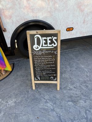 List of flavors with vegan options marked  at Dee’s Trolley in Boise