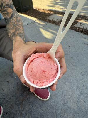 Strawberry sorbet   at Dee’s Trolley in Boise