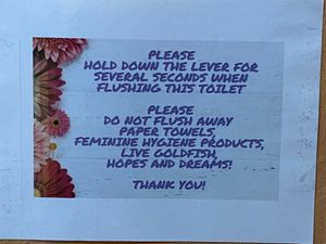 Amusing bathroom sign at Elderberry's Salem in Salem