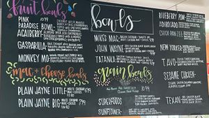Bowls menu at Elderberry's Salem in Salem