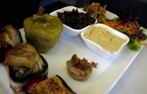 Aubergine kebab plate at EcoistHan in Istanbul