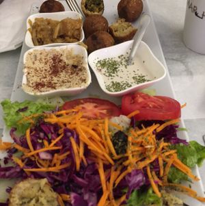falafel plate--fresh salad & hot stuffed falafel! at EcoistHan in Istanbul
