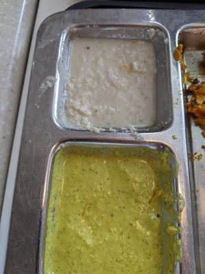 Coconut and mint chutneys at Saravana Bhavan - Suria KLCC in Kuala Lumpur