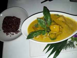 Massaman curry with brown rice at Phangan Cove in Koh Phangan