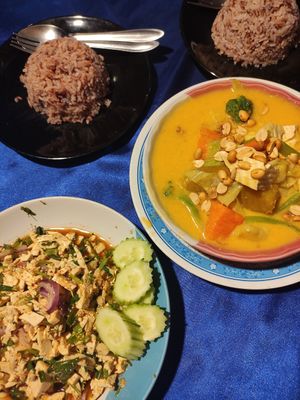Larb tofu and massaman at Mama Pooh's Kitchen in Koh Phangan