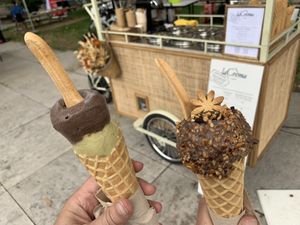 Spécialité with hazelnut coating and praliné + pistache    at LaCrèma  in Paris