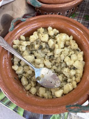 Potatoes and Anaheim pepperrs  at Bonanza in Chihuahua