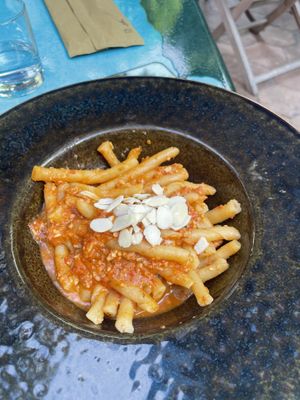 Pasta with flaked almonds   at Siciliano al Teatro in Sicilia
