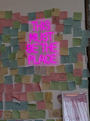 Post it wall at Okay Coffee  in Folkestone