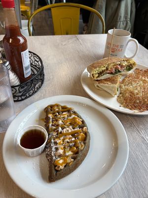 Waffle is awesome and huge  at Off The Griddle - Northeast  in Portland